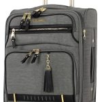 Steve Madden Designer 20 Inch Luggage Collection - Lightweight Softside Expandable Suitcase for Men & Women - Durable Carry On Bag with 4-Rolling Spinner Wheels (Legends Turquoise)